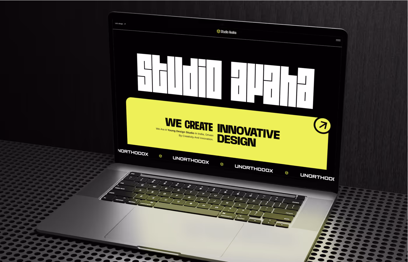 Avaha Project Image - 1
Studio Avaha branding project showcase: a modern visual identity system featuring a bold neon yellow and black color palette, geometric logo design, custom typography, and branded applications across digital and print assets, including website mockups, business cards, signage, and merchandise. The presentation highlights the cohesive brand guidelines and real-world usage for a creative studio.