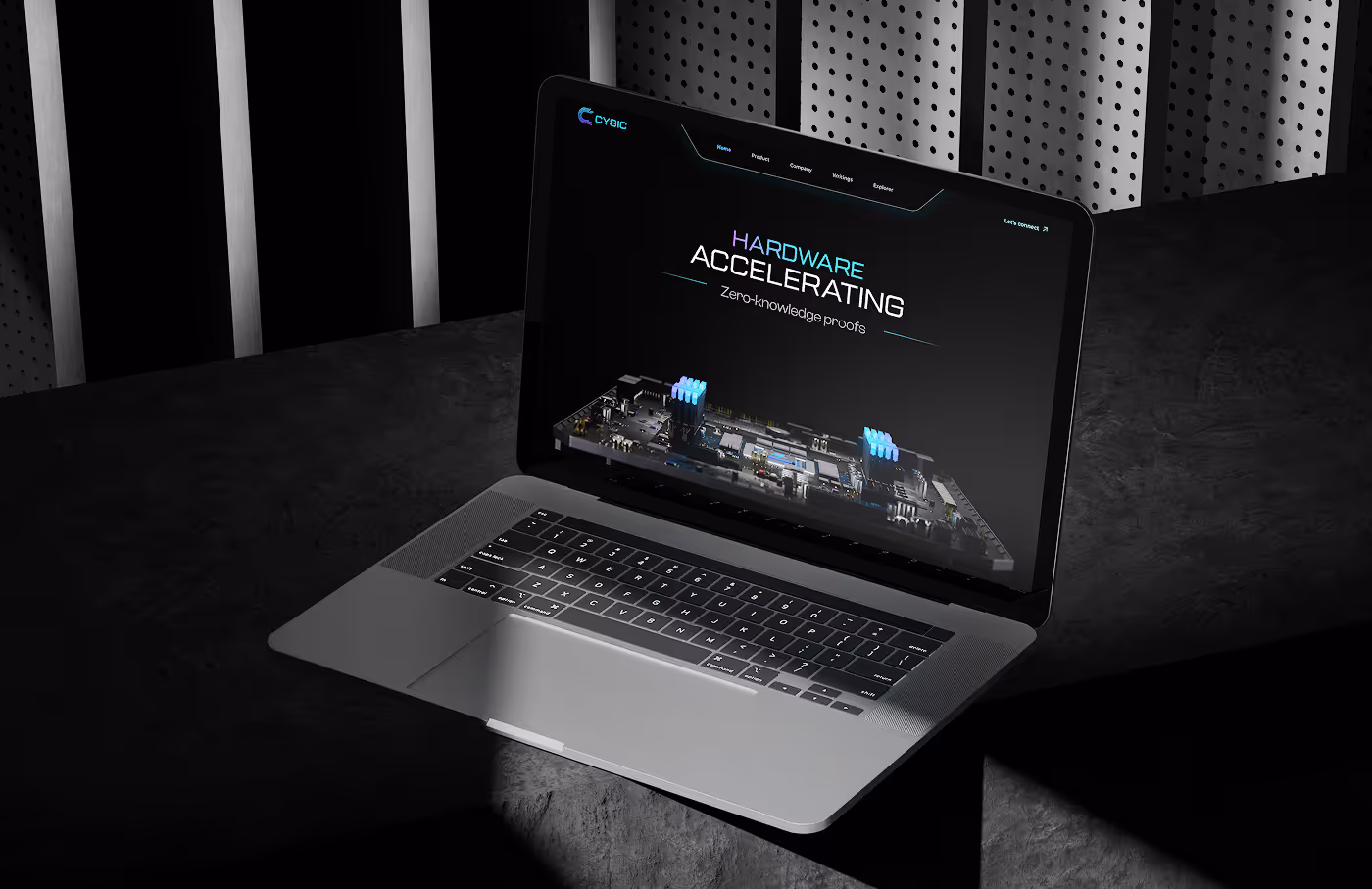 Cysic Project Image - 1
Cysic project overview slide featuring homepage mockup and tagline, introducing its ZK hardware acceleration platform.